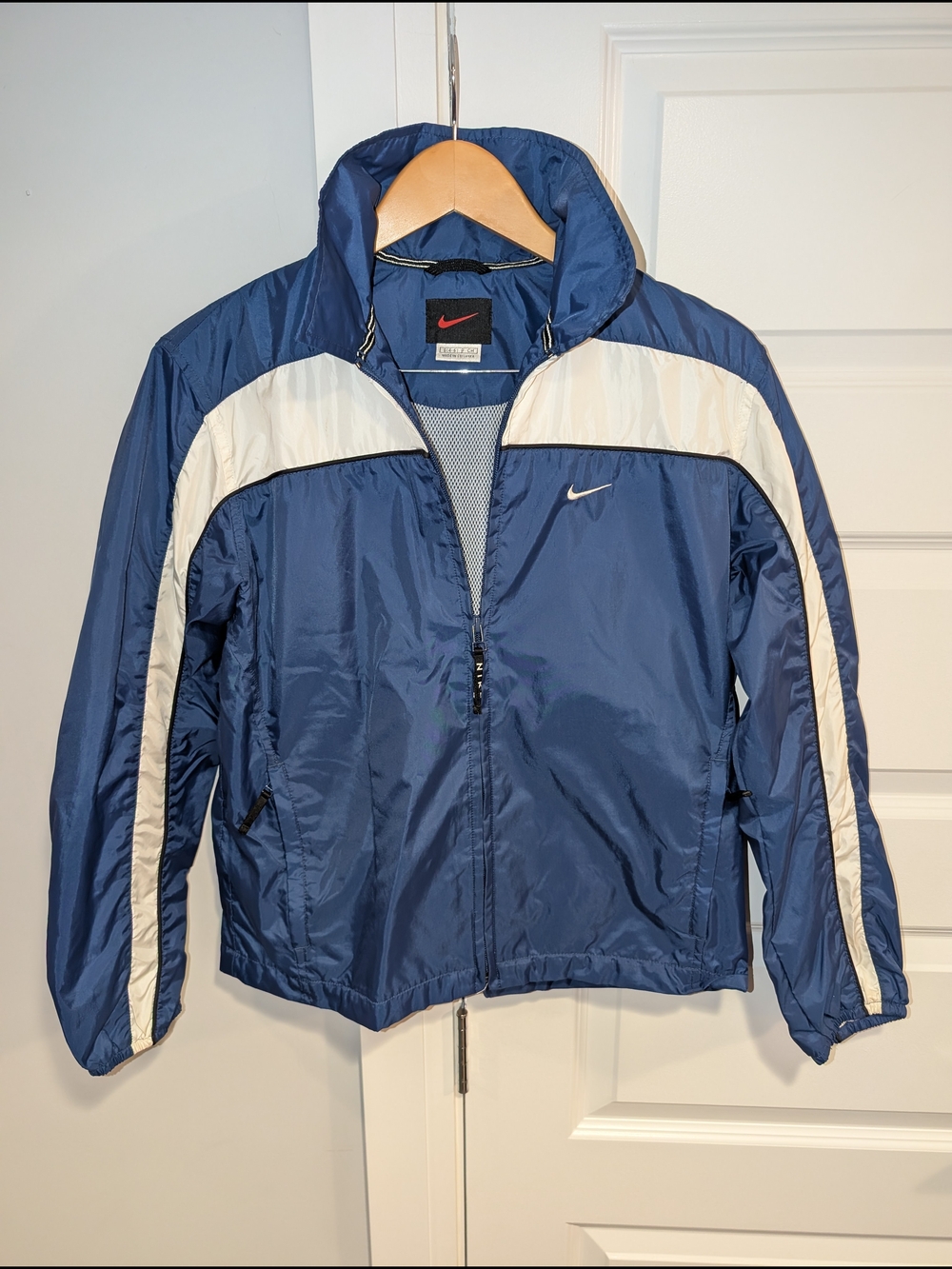Vintage 90's Nike Navy Blue and White Track Jacket